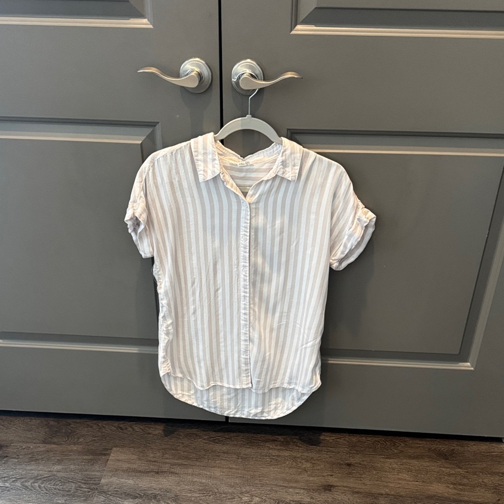 beachlunchlounge Kids White Striped Button Down Shirt